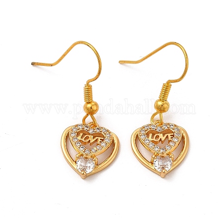 Rack Plating Brass Micro Pave Cubic Zirconia Dangle Earrings EJEW-P221-33G-1