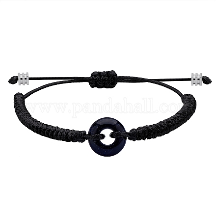 Bracelet de perles tressées donut bleu goldstone synthétique BJEW-SW00047-12-1