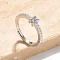 S925 Sterling Silver Adjustable Letter Rings for Women, with Micro Pave Cubic Zirconia, Letter K, 2mm,US Size 5 1/2(16.1mm), Letter: 5x4mm