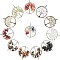 12Pcs 12 Colors Gemstone Pendants, with Brass Findings, Flat Round with Tree of Life, 29x5~7mm, Hole: 4.5mm