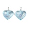 Lampwork Pendants, with Foil Glass, Heart, Aqua, 35x29.5x11.5mm, Hole: 5mm