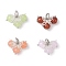 4Pcs Glass Pendants, with Brass Findings, Round, Mixed Color, 12x8.5mm, Hole: 4mm, 1pc/color