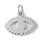 Non-Tarnish 304 Stainless Steel Charms, with Jump Ring, Laser Cut, Eye Charms, Stainless Steel Color, 11.5x14.5x1mm, Hole: 3.2mm