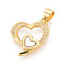 Brass Micro Pave Clear Cubic Zirconia Pendants, with Shell, Heart, Real 18K Gold Plated, 20x14.5x2mm, Hole: 5x3.5mm