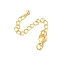 Rack Plating Brass Ends with Chain and Clasps, Long-Lasting Plated, Lead Free & Cadmium Free, Teardrop, Golden, 75mm