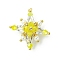 Glass Seed Beaded Tetraptera Pendants, with Jump Ring &  Glass Pearl Round Beads, Yellow, 31x31x13mm, Hole: 2.5mm
