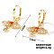 Elegant Vintage Copper Hoop Earrings with Geometric Zircon Stones, Golden, Wing, 26x16mm