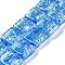 Handmade Dichroic Foil Glass Beads Strands, Square, Dodger Blue, 12~12.5x12~12.5x6.5~8mm, Hole: 1.6mm, about 33pcs/strand, 16.02''(40.7cm)