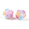 Resin Beads, Round with Flower, with Polymer Clay & Rhinestone, Colorful, 22~26mm, Hole: 2~2.5mm