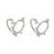 Brass Pendants with Clear Glass, Heart, Real Platinum Plated, 17x16.5x3.5mm, Hole: 1.2mm