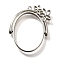 Alloy Open Back Bezel Pendants, For DIY UV Resin, Epoxy Resin, Cadmium Free & Nickel Free & Lead Free, Oval with Flower, Platinum, 38x31.5x3.5mm, Hole: 1.4mm
