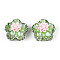 Flower Shape Polymer Clay Rhinestone Beads, with Resin & ABS Plastic Pearl, for Beadable Pens, Keychains, Jewelry and Crafts, Dark Sea Green, 25.5x26.5x18.5mm, Hole: 1.8mm