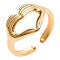 Stainless Steel Open Cuff Rings, Adjustable Heart Gesture Ring for Men Women, Golden