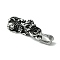 Retro 304 Stainless Steel Pendants, Manual Polishing, Pi Xiu & Coin Charm, Antique Silver, 34x15x10mm, Hole: 4x9mm