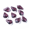 Faceted Glass Pendants, Leaf, Rosy Brown, 16x11x6mm, Hole: 1.5mm