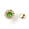 Alloy Rhinestones Rivets, with Iron Finding, for Clothes Bag Shoes Leather Craft, Sunflower, Platinum, Yellow Green, 11x8mm, Pin: 2.5mm