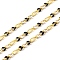 Brass Figaro Chains, Soldered, with Enamel, Rack Plating, Long-Lasting Plated, Lead Free & Cadmium Free, with Spool, Real 18K Gold Plated, Black, Link: 4.5x3x1mm and 6x2x1mm