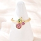 Brass Micro Pave Cubic Zirconia Adjustable Cuff Rings, Cherry, Rack Plating, Long-Lasting Plated, Cadmium Free & Lead Free, Real 18K Gold Plated, 10.5x13mm, Inner Diameter: 16mm