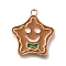 Christmas Theme Alloy Enamel Pendants, Light Gold, Star, 22x20x2mm, Hole: 1.6mm