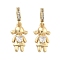 Brass Pave Clear Cubic Zirconia European Dangle Charm, Girl Large Hole Pendants, Golden, 19x10.5x4mm, Hole: 4mm