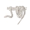 Zinc Alloy Crystal Rhinestone Enamel Brooch, Platinum, Snake, 49x58.5mm