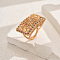 Brass Micro Pave Cubic Zirconia Geometric Adjustable Finger Rings for Women, Rectangle, Golden, Colorful, 35x19mm, Inner Diameter: Adjustable