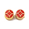 CCB Plastic European Beads, Large Hole Beads, Enamel Style, Flat Round, Red, 10x7mm, Hole: 4mm