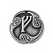 Rune Letters Alloy Pendants, Round, Antique Silver, 25x3mm, Hole: 1.6mm