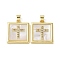 Rack Plating Brass Micro Pave Clear Cubic Zirconia Pendants, with Shell, Long-Lasting Plated, Lead Free & Cadmium Free, Real 18K Gold Plated, Cross, 21x18x2.5mm, Hole: 4x3mm