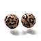 Printed Opaque Acrylic Beads, Round with Leopard Print Pattern, Camel, 15.5mm, Hole: 2mm
