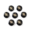 Dyed Black Synthetic Turquoise Beads, with Golden Tone Brass Slices, Flat Round with Constellations, Leo, 15x4.5mm, Hole: 1mm