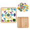 PandaHall Porcelain Mosaic Tiles Kit, 50g Ceramic Mosaic Square Supplies Large Moon Star Square Mosaic Tiles with Bamboo Tray for Crafts Home Decoration Arts, Mixed Color
