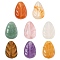 16Pcs 8 Styles Natural Agate & Amethyst & Topaz Jade & Green Aventurine & Red Agate & Tiger Eye & White Agate, Cherry Quartz Glass Carved Beads, Leaf, 15.5x10.5x5mm, Hole: 1mm, 2pcs/style