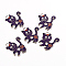 Alloy Enamel Kitten Pendants, Cadmium Free & Lead Free, Cartoon Cat with Flower Shape, Platinum Color, Blue Violet, 27x24x2mm, Hole: 3mm