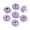 Opaque Resin European Beads, Large Hole Beads, Rondelle with Silver Color Plated Brass Cores, Lilac, 13.5~14x8.2~9mm, Hole: 5mm