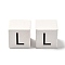 Wood European Beads, Large Hole Beads, Cube with Letter, Letter L, 30.5x30.5x29.5~30.5mm, Hole: 5mm