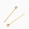 304 Stainless Steel Eye Pins, Real 18K Gold Plated, 20 Gauge, 35x0.8mm, Hole: 2mm