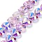 Electroplate Transparent Glass Beads Strands, Heart, Faceted, AB Color Plated, Half Plated, Violet, 15x13x8.5mm, Hole: 1mm, about 50pcs/strand, 23.62 inch(60cm)