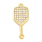 Brass Micro Pave Clear Cubic Zirconia Connector Charms, Pickleball Links, Golden, 22x9x1.5mm, Hole: 1.2mm