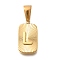 304 Stainless Steel Pendants, Rectangle with Letter Charm, Real 18K Gold Plated, Letter L, 22x12.5x4mm, Hole: 8x4mm