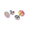 Ion Plating(IP) 304 Stainless Steel Ear Stud Findings, Textured Flat Round with Pineapple Grain, Rainbow Color, 8mm, Hole: 1.2mm, Pin: 0.8mm
