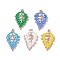 Seed Beads Beaded Charms, Leaf Pendants, Mixed Color, 36x19x2mm, Hole: 0.6mm