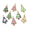 Christmas Theme Rack Plating Alloy Pendants, with Enamel, Golden, Christmas Trees Charm, Mixed Color, 31x17x1.5mm, Hole: 1.8mm