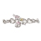 Brass Fold Over Clasps, with Glass, Real Platinum Plated, 66mm, Hole: 5.5mm