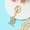 Golden Alloy Rhinestone Keychain, with Alloy Clasp and Iron Rings, Letter R, 10cm, Pendant: 42mm