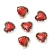 Handmade Lampwork Bumpy Beads Heart, with Enamel, Two Tone, Saddle Brown, 13.5~15x14~16.5x7.5~10mm, Hole: 1.2mm