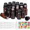 DIY Essential Oil Bottle Kits, Including Empty Glass Bottles, Plastic Funnel Hopper & Dropper, Cute Paper Rainbow Color Stickers, Coconut Brown, 2.5x6.45cm, Plastic Plug: 26.5x13mm, Capacity: 10ml(0.34 fl. oz)
