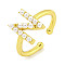 Rack Plating Brass Open Cuff Rings for Women, with ABS Imitation Pearl, Cadmium Free & Lead Free, Long-Lasting Plated, Letter, Letter N, Inner Diameter: 17mm, Letter N: 11.8x8.5mm