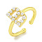 Rack Plating Brass Open Cuff Rings for Women, with ABS Imitation Pearl, Cadmium Free & Lead Free, Long-Lasting Plated, Letter, Letter B, Inner Diameter: 17mm, Letter B: 11x7.5mm