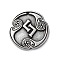 Rune Letters Alloy Pendants, Round, Antique Silver, 25x3mm, Hole: 1.6mm